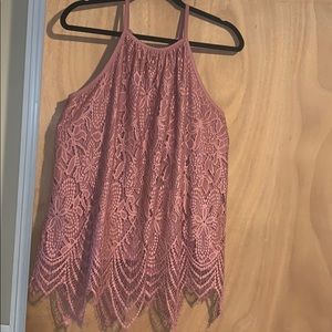 Lace overlay Halter top